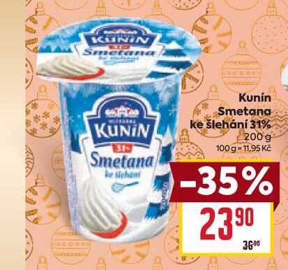 Kunin Smetana ke šlehání 31% 200g v akci