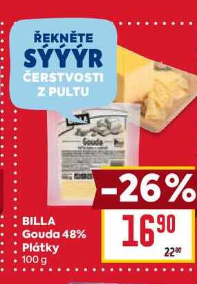 BILLA Gouda 48% Plátky 100g