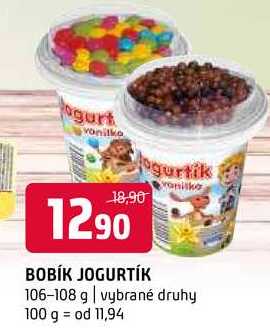 Bobík jogurtík 106-108 g vybrané druhy 