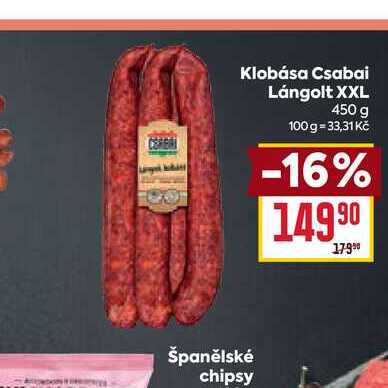 Klobása Csabai Lángolt XXL 450 g 