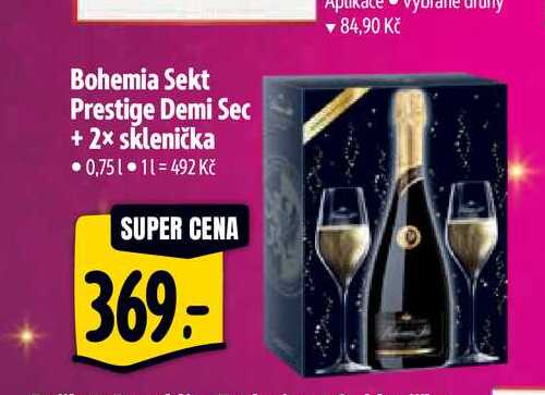 Bohemia Sekt Prestige Demi Sec + 2x sklenička • 0,75 l