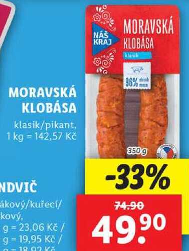 MORAVSKÁ KLOBÁSA, 350 g
