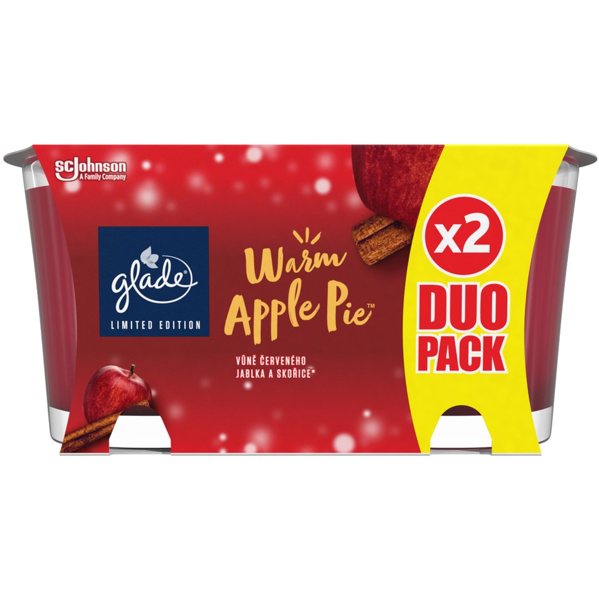 Glade Warm Apple Pie vonná svíčka duopack (2×112 g)