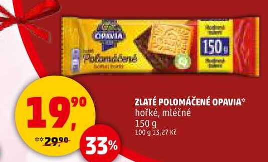 ZLATÉ POLOMÁČENÉ OPAVIA hořké, mléčné, 150 g