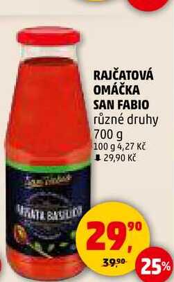 RAJČATOVÁ OMÁČKA SAN FABIO různé druhy, 700 g 