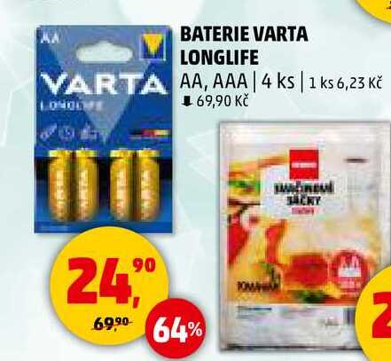 BATERIE VARTA LONGLIFE VARTA AA, AAA, 4 ks