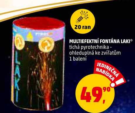 MULTIEFEKTNÍ FONTÁNA LAKI tichá pyrotechnika - ohleduplná ke zvířatům, 1 balení 