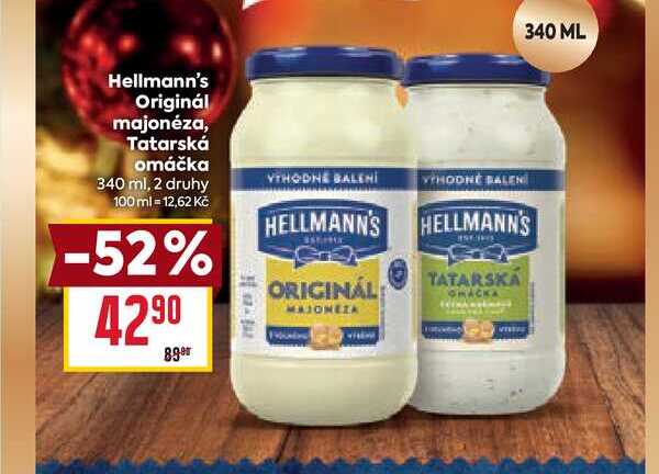 Hellmann's Originál majonéza, Tatarská omáčka 340 ml