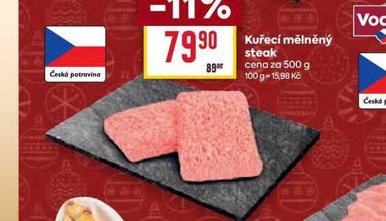 Kuřecí mělněný steak cena za 500 g 