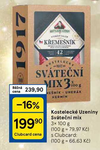 Kostelecké Uzeniny Sváteční mix, 3x 100 g 