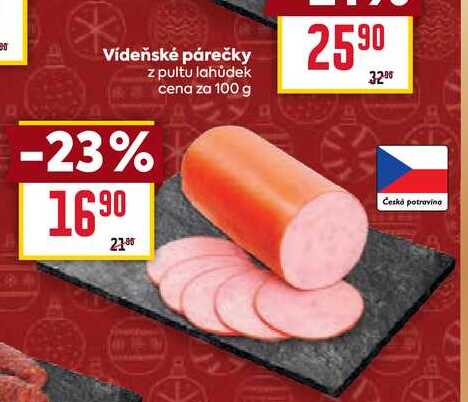 Vídeňské párečky z pultu lahůdek cena za 100 g 