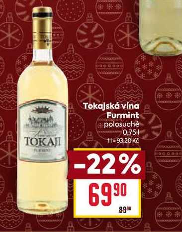 Tokajská vína Furmint polosuché 0,75l