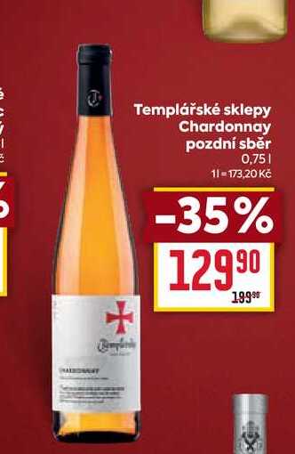 Templářské sklepy Chardonnay pozdní sběr 0,75l