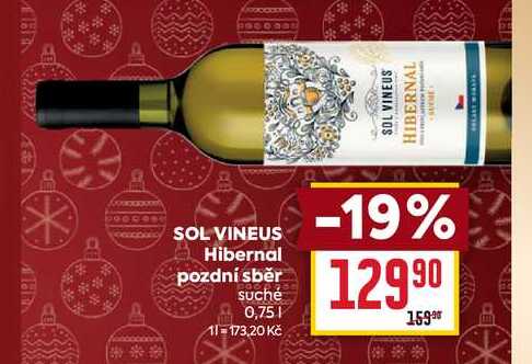 SOL VINEUS Hibernal pozdní sběr Suché 0,75l