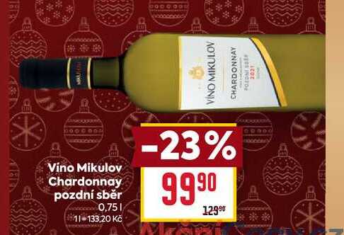 Víno Mikulov Chardonnay pozdní sběr 0,75l