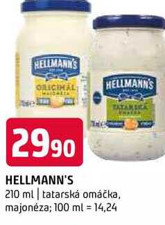 Hellmann's tatarská omáčka, majonéza 210ml, vybrané druhy