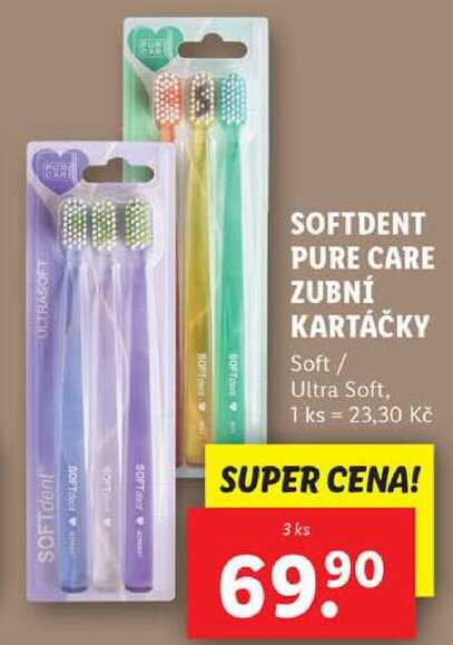 SOFTDENT PURE CARE ZUBNÍ KARTÁČKY, 3 ks