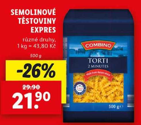 SEMOLINOVÉ TĚSTOVINY EXPRES, 500 g