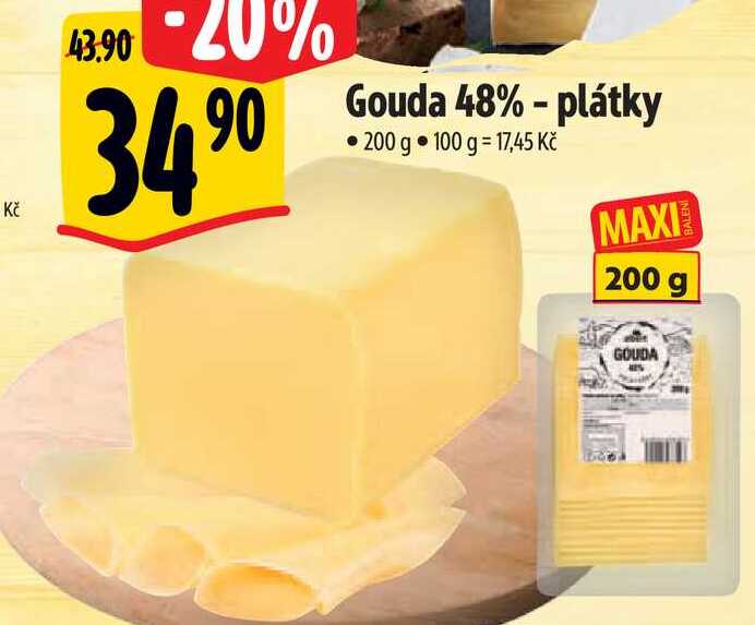 Gouda 48% - plátky, 200 g