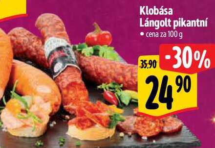 Klobása Lángolt pikantní, cena za 100 g 