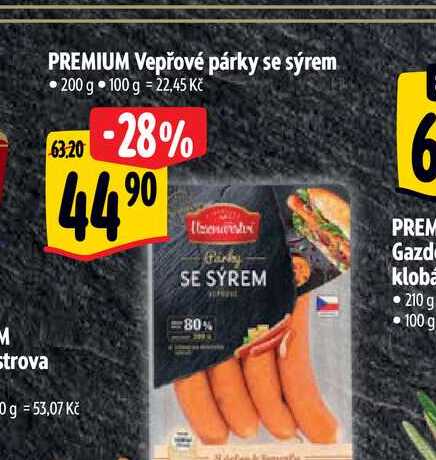 PREMIUM Vepřové párky se sýrem 200 g