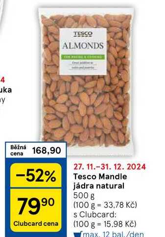 Tesco Mandle jádra natural, 500 g