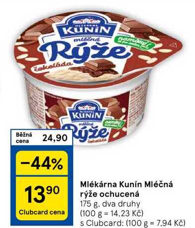 Mlékárna Kunín Mléčná rýže ochucená, 175 g