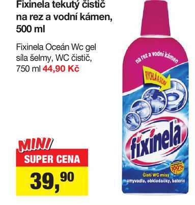 Fixinela tekutý čistič na rez a vodní kámen, 500 ml 