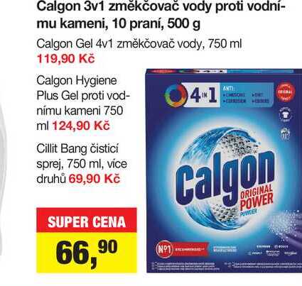 Calgon 3v1 změkčovač vody proti vodnímu kameni, 10 praní, 500 g 