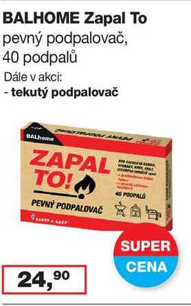 BALHOME Zapal To pevný podpalovač, 40 podpalů 