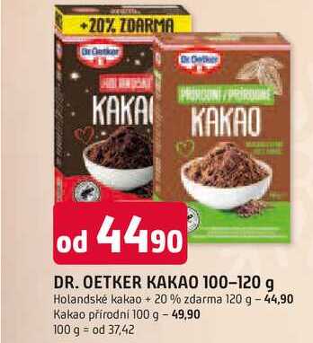 DR. OETKER KAKAO 100-120 g Holandské kakao +20% zdarma 