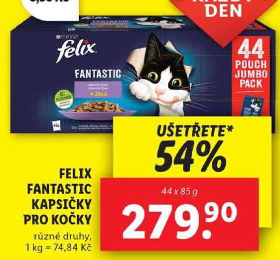 FELIX FANTASTIC KAPSIČKY PRO KOČKY, 44x 85 g