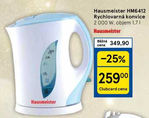 Hausmeister HM6412 Rychlovarná konvice 2000 W. objem 1,7 l