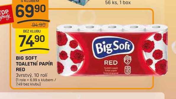 BIG SOFT TOALETNÍ PAPÍR RED 3vrstvý, 10 rolí 