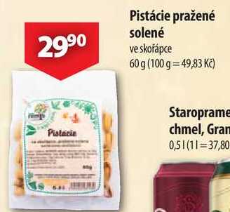 Pistácie pražené solené, 60 g  