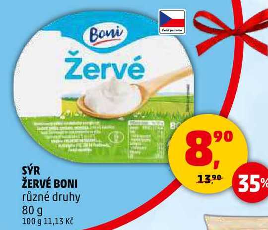 SÝR ŽERVÉ BONI různé druhy, 80 g 