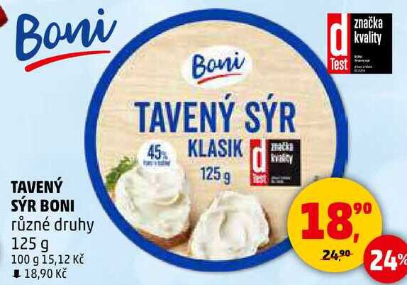 TAVENÝ SÝR BONI různé druhy, 125 g