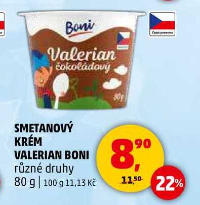 SMETANOVÝ KRÉM VALERIAN BONI různé druhy, 80 g 