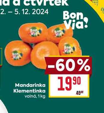 Mandarinka Klementinka volná, 1 kg