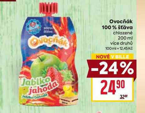 Ovocňák 100% šťáva chlazené 200 ml 