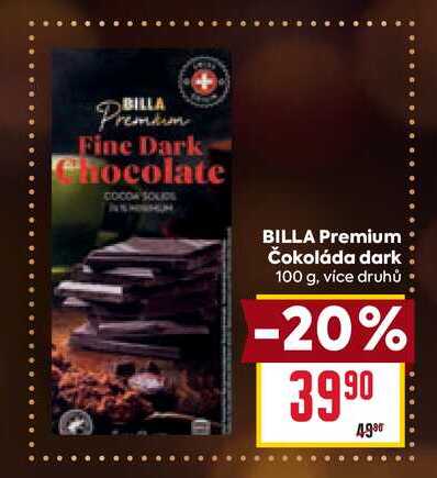 BILLA Premium Čokoláda dark 100g