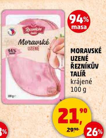 MORAVSKÉ UZENÉ ŘEZNÍKŮV TALÍŘ krájené, 100 g 