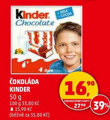 ČOKOLÁDA KINDER, 50 g 