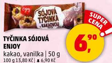 TYČINKA SÓJOVÁ ENJOY kakao, vanilka, 50 g 