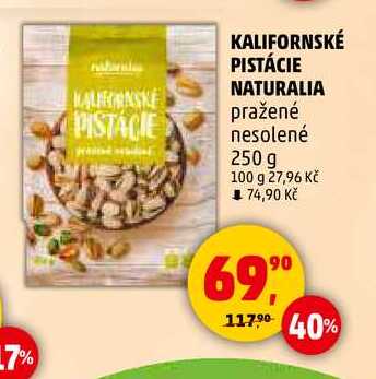 KALIFORNSKÉ PISTÁCIE NATURALIA pražené nesolené, 250 g 