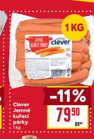 Clever Jemné kuřecí párky 1 kg 