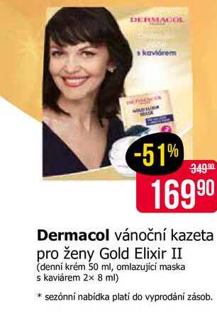 DERMACOL Gold Elixir II (denní krém 50 ml, omlazující maska s kaviárem 2x 8 ml) 