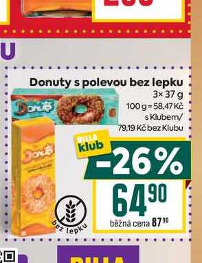 Donuty s polevou bez lepku klub 3× 37 g