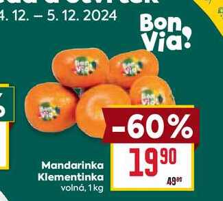 Mandarinka Klementinka volná, 1 kg