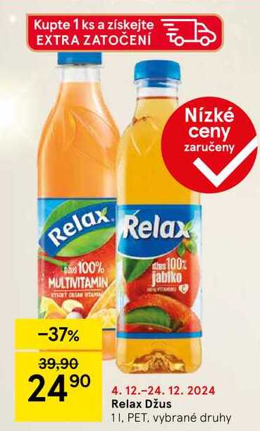 Relax Džus, 1 l, PET, vybrané druhy 